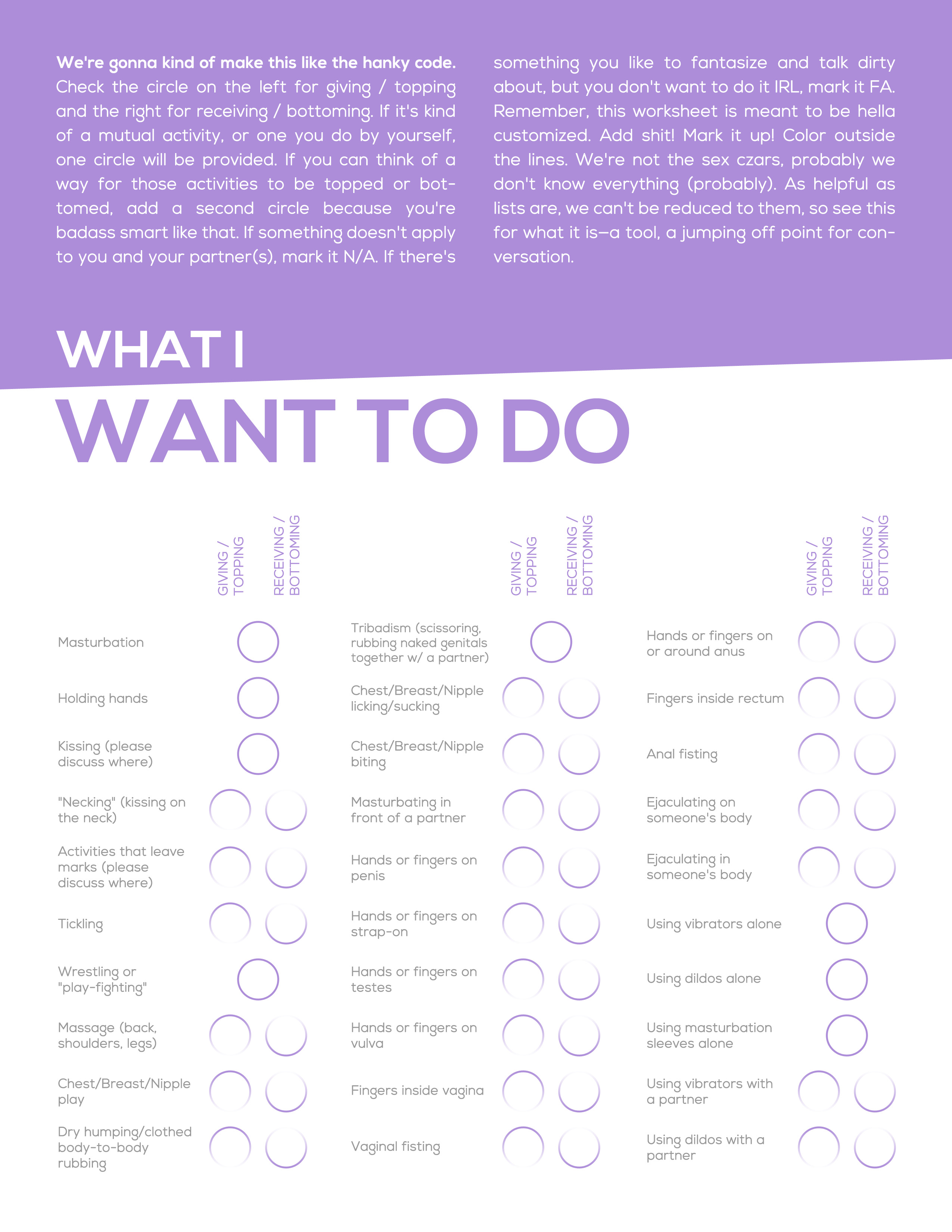 You Need Help Here Is A Worksheet To Help You Talk To Partners Ab pic