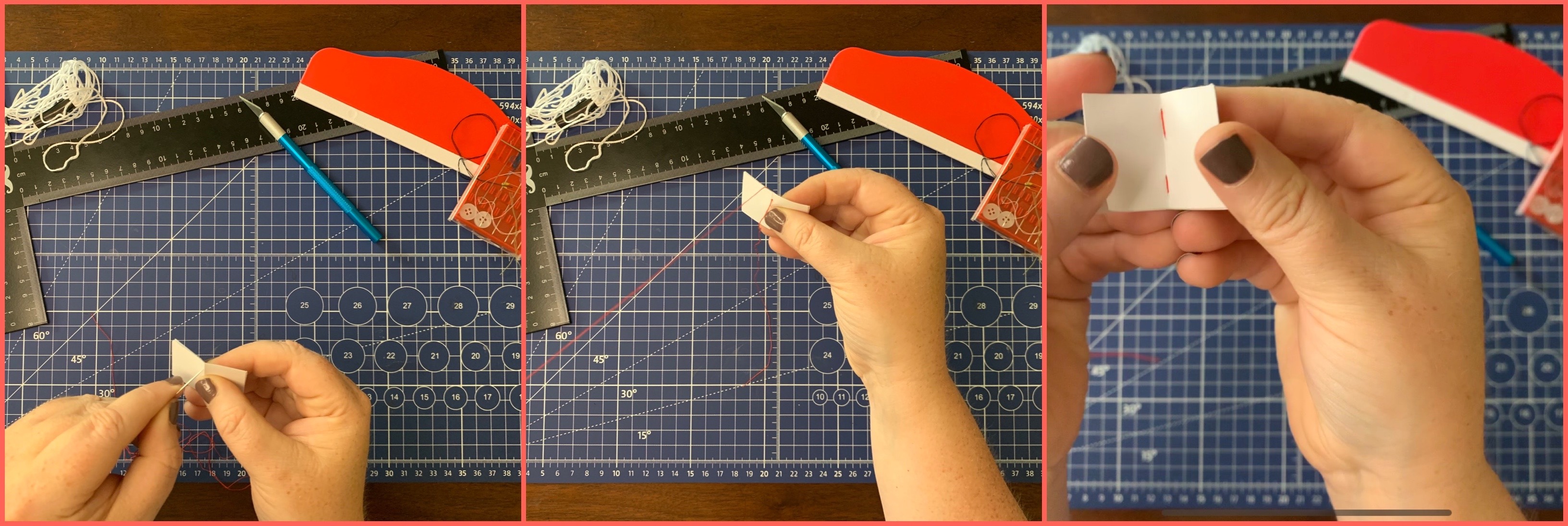 Three photos illustrating the small book making process described in this post