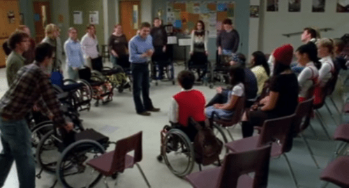 glee wheelchair off