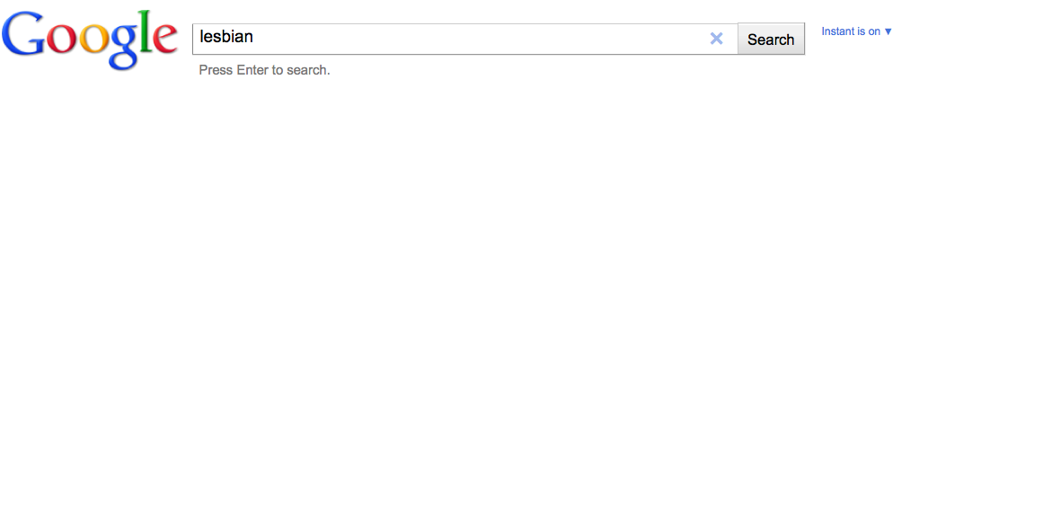 Lesbian Pornographers - Google Instant Debuts, Instantly Excludes Lesbians ...
