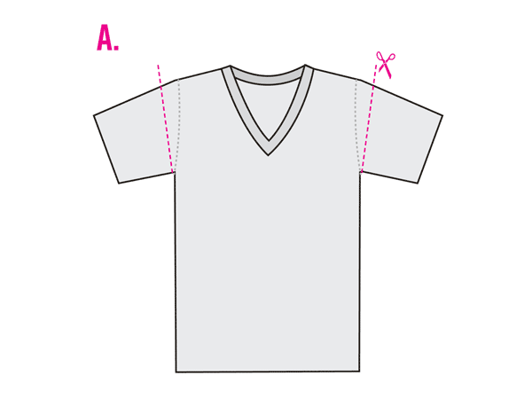 how to cut a vneck shirt