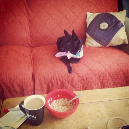 eli and i eating oatmeal
