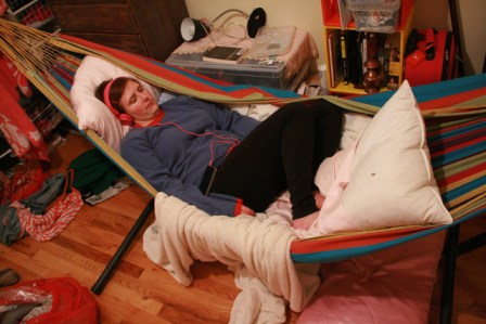 yes our other roommate really sleeps in a hammock