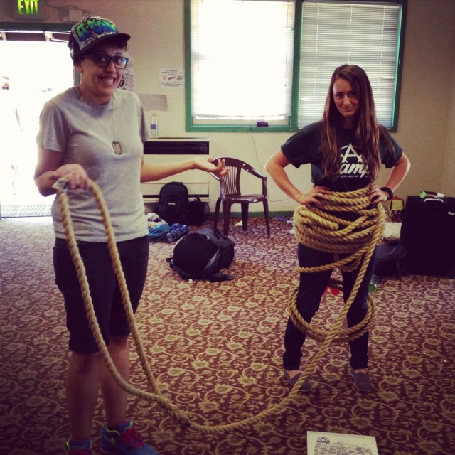 tying up the tug of war rope