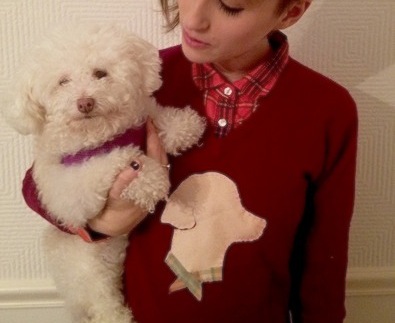 gabrielle with a dog and a sweater