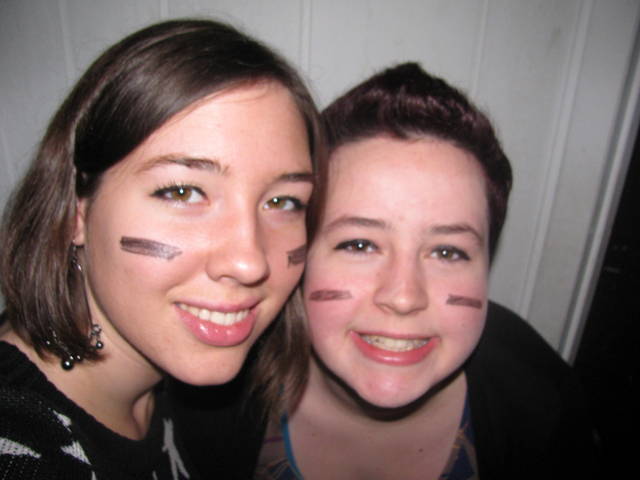 My friend MacKenzie stayed at my house for a few days after Christmas. We painted black lines on our faces in preparation for laser tag.