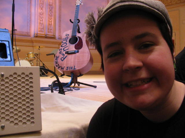 Me with Hank's guitar at Carnegie Hall before An Evening of Awesome started!