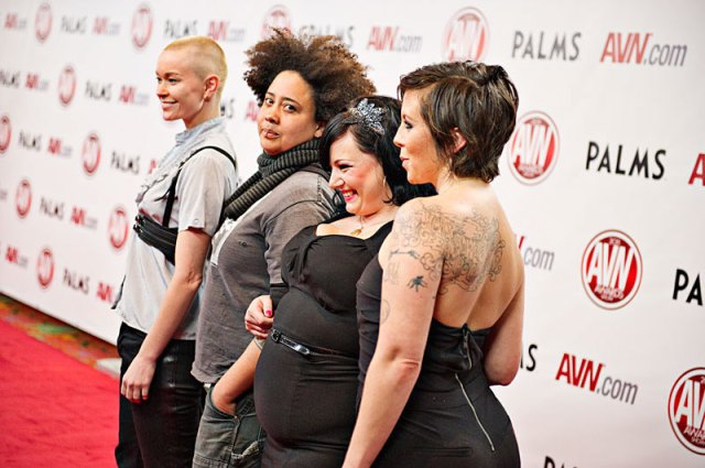 Jiz Lee, Sine Louise, Courtney Trouble and Tina Horn at the AVN 2012.  photo: Jeff Koga. via Jiz Lee's website