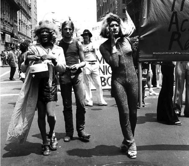  Marsha P. Johnson and Sylvia Rivera marching for the Street Transvestite Action Revolutionaries (STAR) at 1973 Christopher Street Liberation Day March.