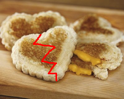 broken grilled cheese heart