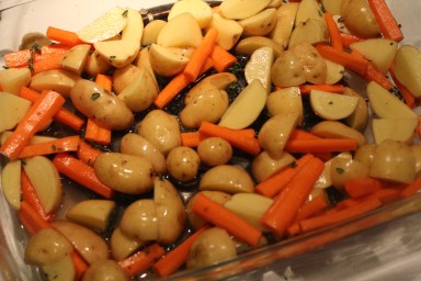 get baked veggies in pyrex