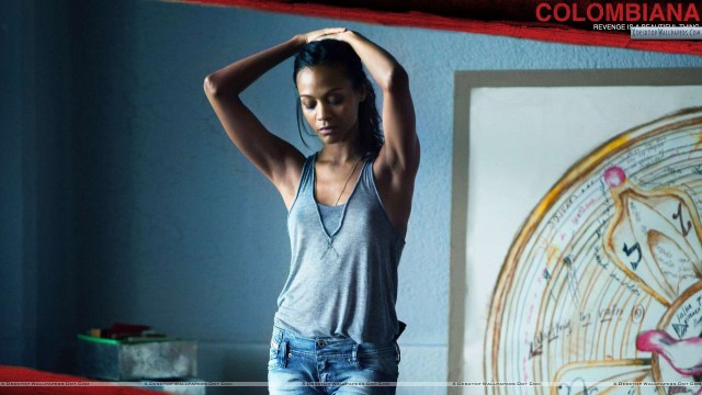 Colombiana-Zoe-Saldana-In-Grey-Top-Blue-Jeans