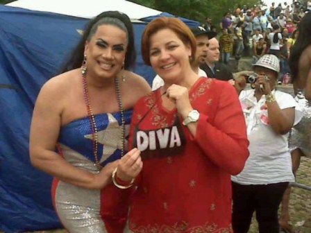 Apolonia Cruz, performer and host of the Bronx Pride Festival with Hon. Chrstine Quinn. (also, this pic is amazing just cuz)