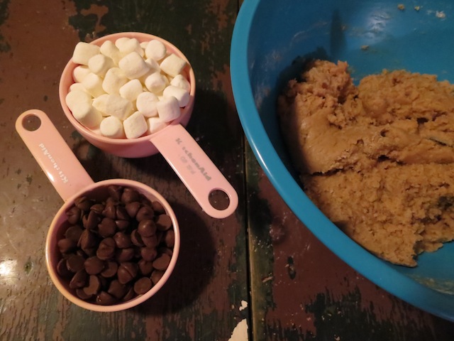 chocolate chips and mini marshmallows and cookie dough, oh my