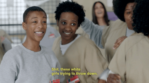 and poussey can throw us down on a bed any time she wants