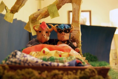 Claymation buffalo on the set of Chapter 5 of Valencia: The Movie