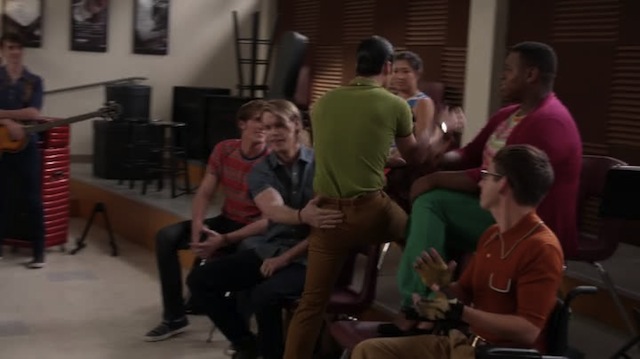 sam had to get in one last butt slap before losing his "best friend" to kurt forever