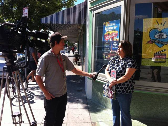 Kathleen Reyna being interviewed by local TV station