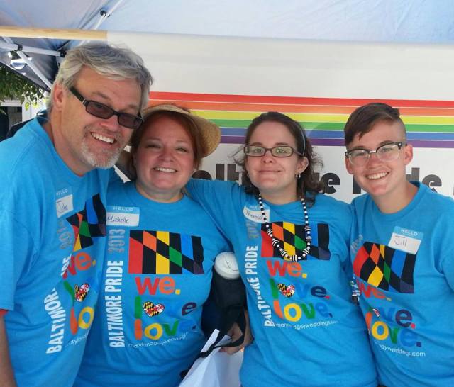 Jill/Gilles (far right) volunteering at Pride