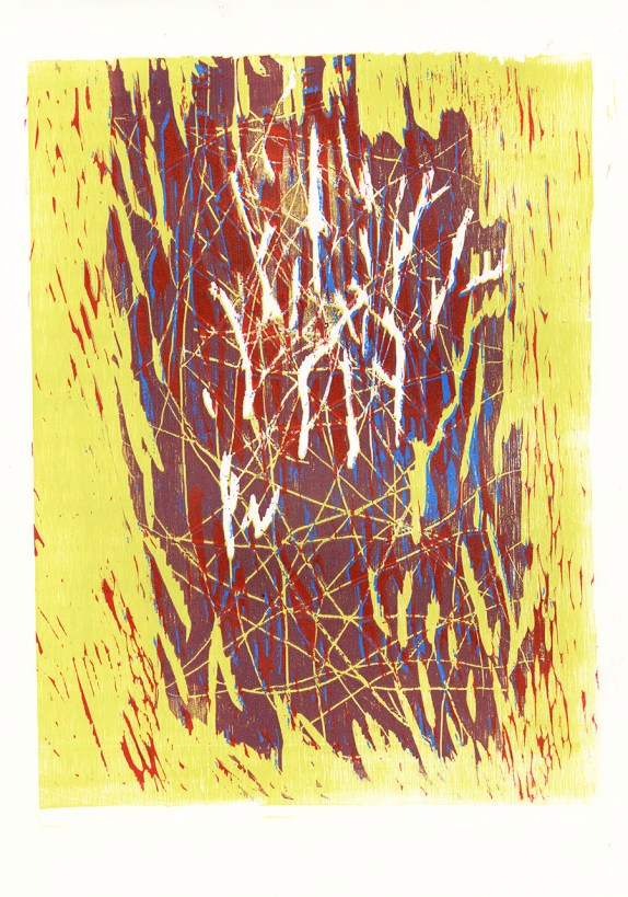 chaos in color 11 x 14 in, relief reduction print 2012 via {Jessica Buie}