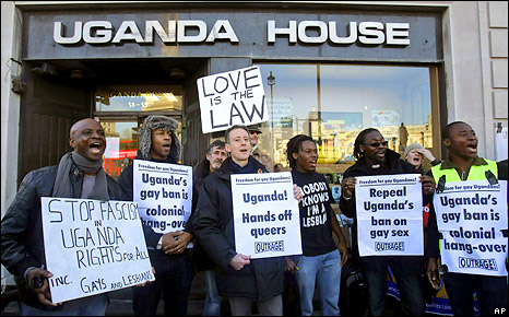 Protest outside Uganda House, London