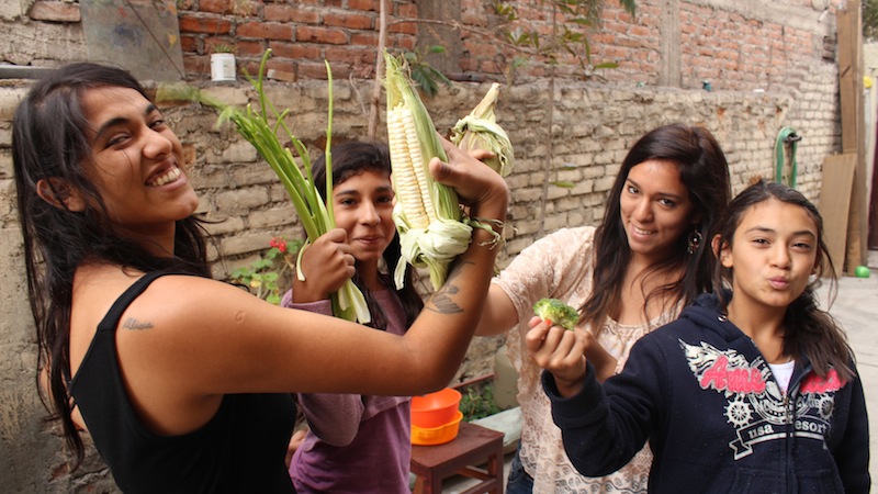 Real Food Power! With my Peruvian and Colombian cousins showing some real food love before cooking a delicious healthy meal for the family. Arequipa, Peru. 2013.