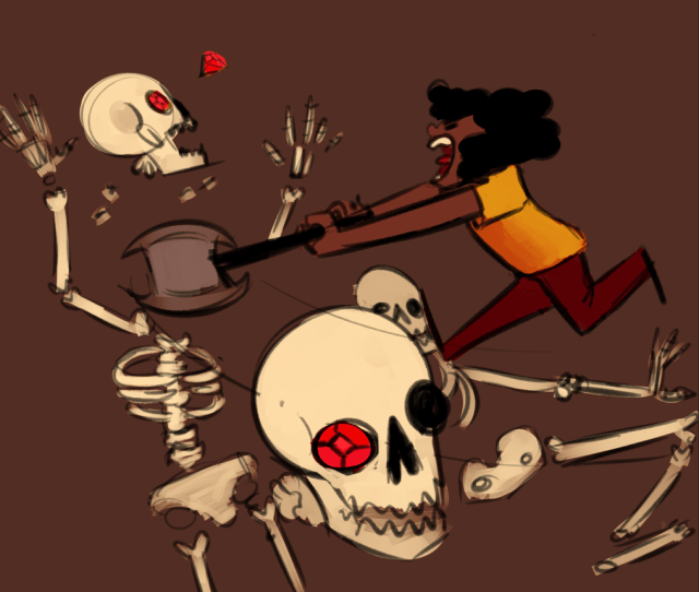 Raina laying the beat-down on some skeletons.