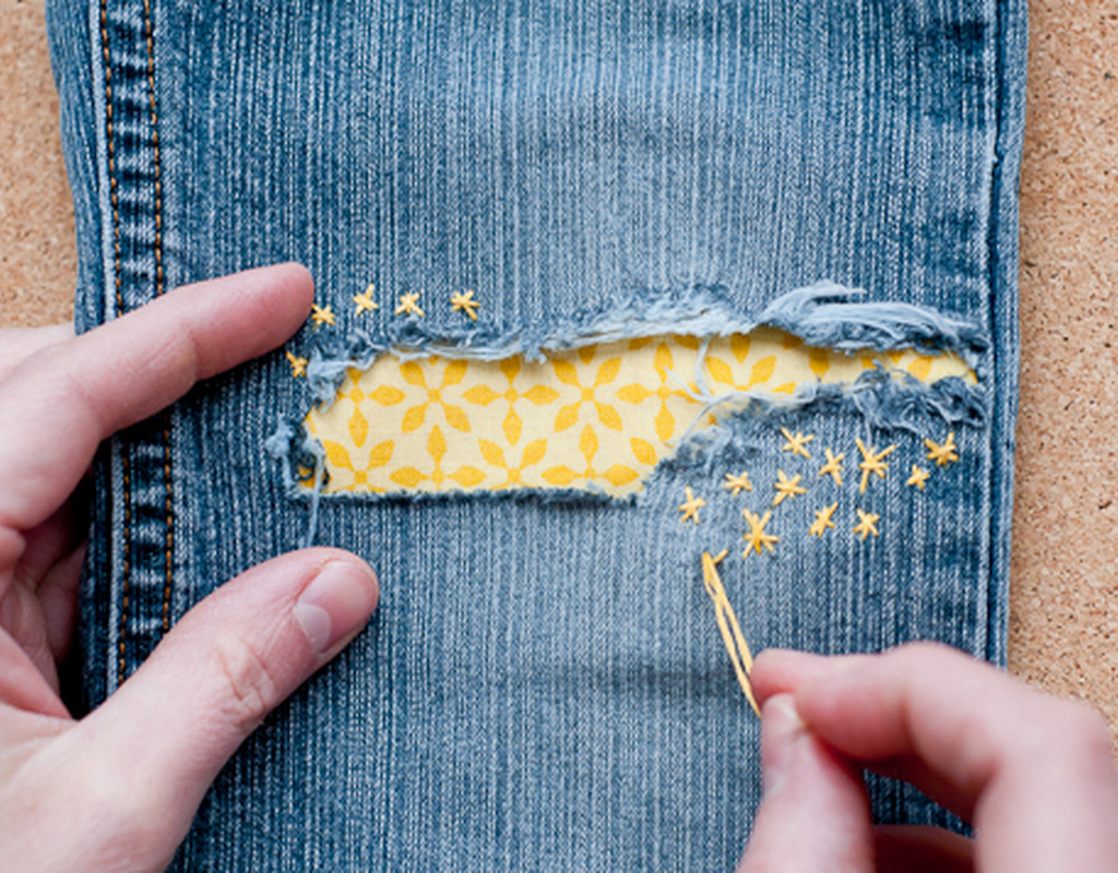 How to Mend: How to Patch a Hole in Jeans or Pants 