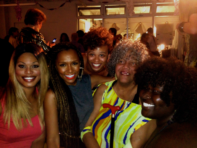 Laverne Cox with fellow trans activists Janet Mock, Reina Gossett, Miss Major and Kokumo via SRLP