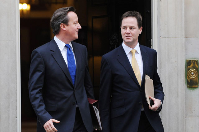 David Cameron and Nick Clegg, who are currently in power via The Daily Record