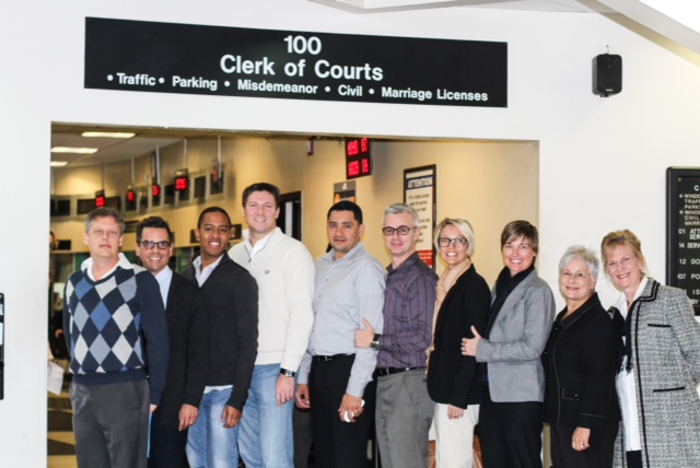 Plaintiff couples: Don Johnston and Jorge Diaz; Jeff and Todd Delmay; Dr. Juan Carlos Rodriguez and David Price; Vanessa and Melanie Alenier; Summer Greene and Pamela Faerber. Cathy Pareto and Karla Arguello are not pictured.