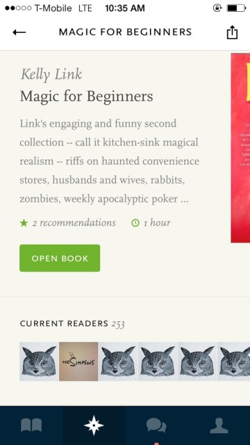 A Goodreads-style community lets you watch a book's current activity.