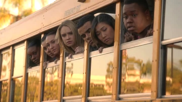 Alas, only Kitty and the girl in the back were aware that they were about to face their deaths in this school bus themed guillietene