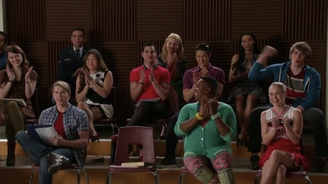 The children were full of cheer but Santana was in the back, praying for their sinful soals