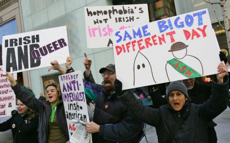 Protesters in 2006 demonstrating against the exclusion of Irish and Irish-American gay people from marching in New York’s St. Patrick's Day Parade. Photo by Dima Gavrysh/AP Photo via Al Jazeera America.