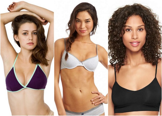 American Apparel Cotton Spandex Jersey Crossback Bra. aerie Hannah multi-way bra. Gap 