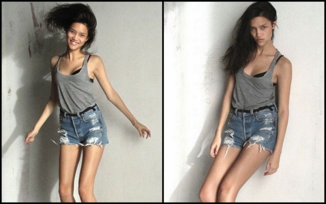 Model Charlotte Carey is a size AA