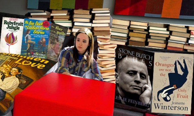 Ellen Page in a book fort