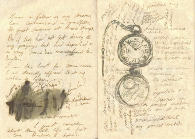 This person obviously found the perfect time for creating pocketwatch doodles. (Via tenored)