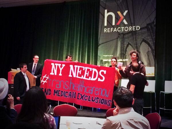 Activists take the stage during NY State Health Commissioner's Speech at HxR Conference in May. via @ericachain