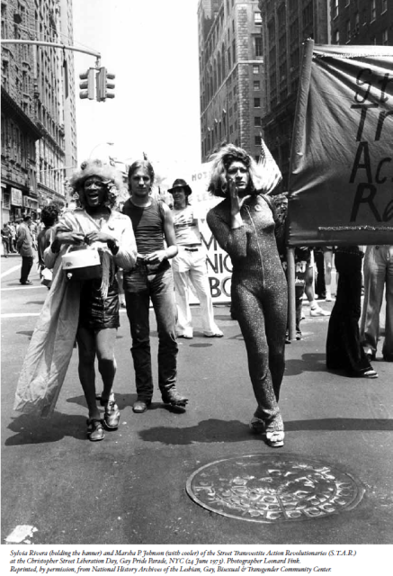 Marsha P. Johnson, Sylvia Rivera and others marching. via masstpc.org