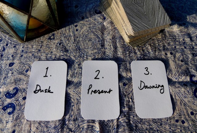 1. Dusk / 2. Present / 3. Dawning. Via littleredtarot.com