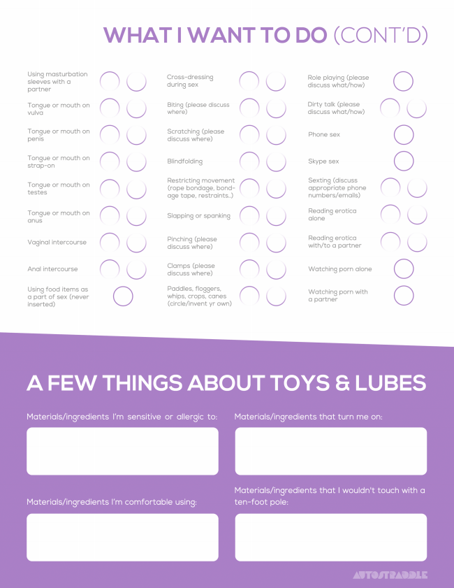 You Need Help Here Is A Worksheet To Help You Talk To Partners About Sex Autostraddle