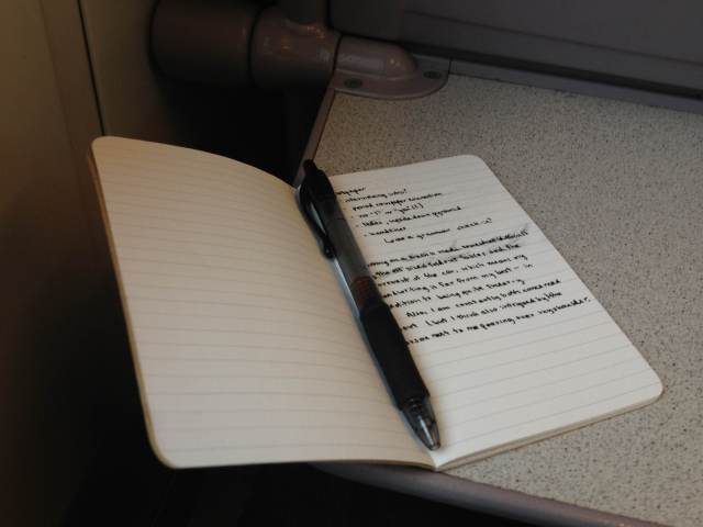 The only thing worse for my pen(wo)manship than a train is a bus.