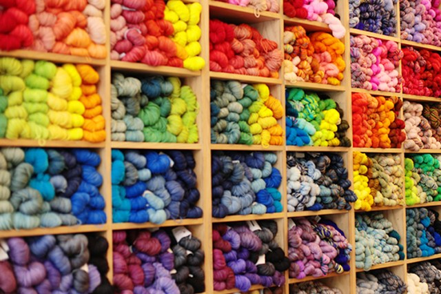 Purl Soho yarn wall via Uppercase Magazine
