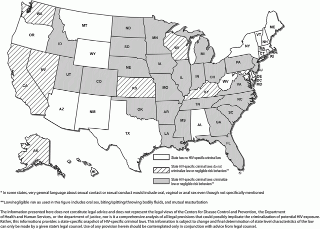 A map of the states with HIV-specific laws via ThinkProgress