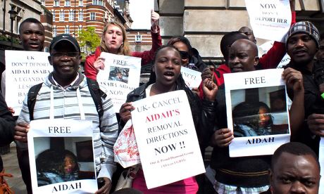 Activists rallied in May in support of Aidah Asaba, a Ugandan woman whose asylum application failed because courts did not believe she was a lesbian, with her having been married to an abusive male partner via The Guardian