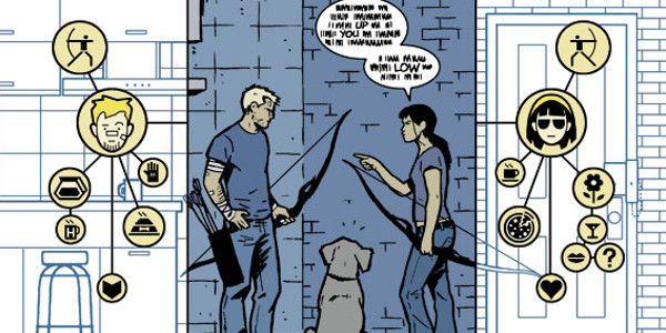 From Hawkeye #11 art by David Aja