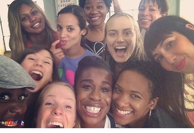 The Orange is the New Black cast celebrating their Emmy nominations.