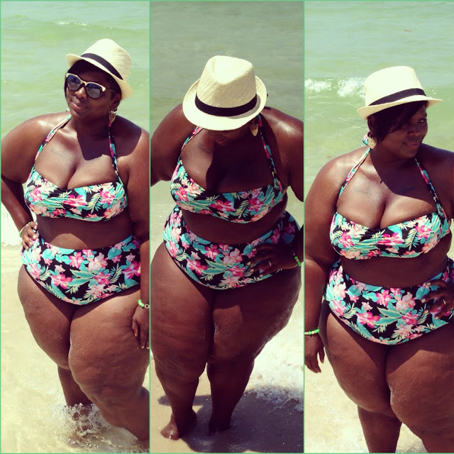 Little City "Big" Fashion blogger Tiffany Todd showing off her Forever 21 fatkini via littlecitybigfashion